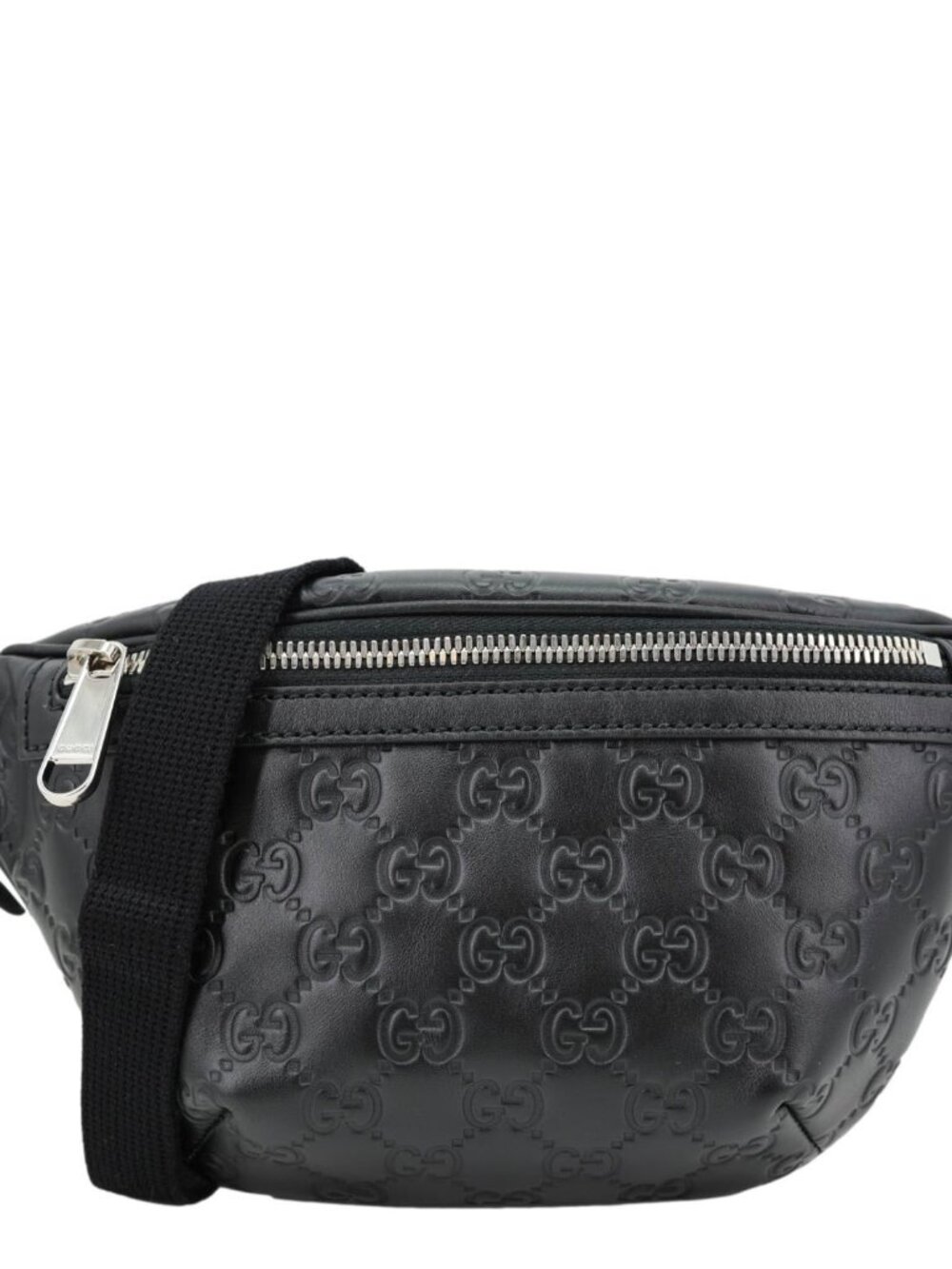 Gucci  Tennis GG Calfskin Embossed Leather Belt Bag Black 779896